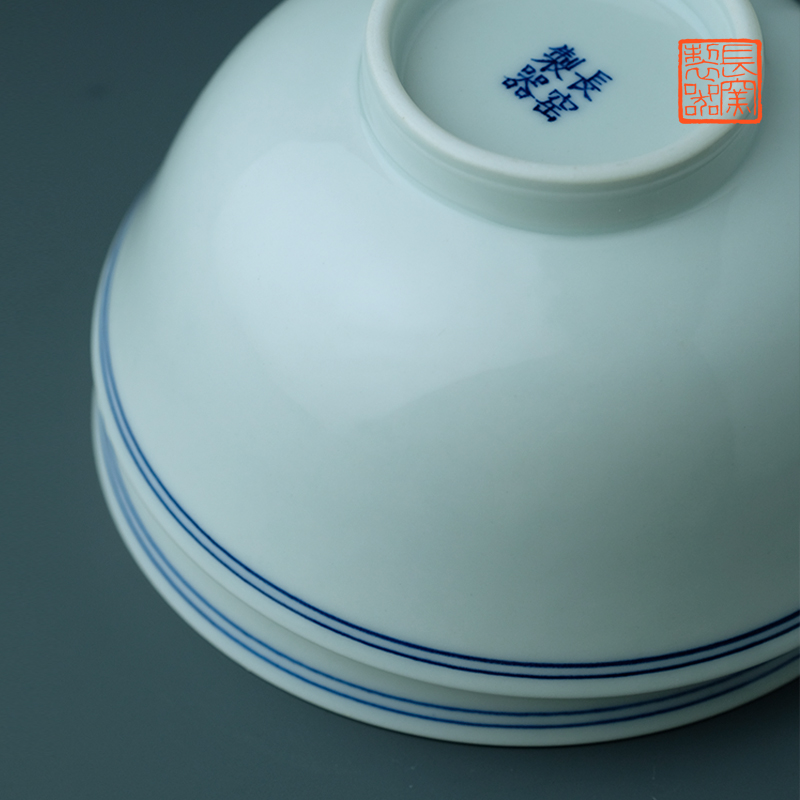 Offered home - cooked ju long up controller hand - made porcelain double circle blue edge bowl of jingdezhen archaize ceramic tableware by hand