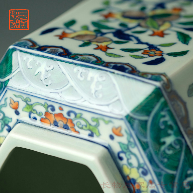 Long up controller offered home - cooked ju dou color seawater sanduo grain six - party cover pot of jingdezhen, dining utensils