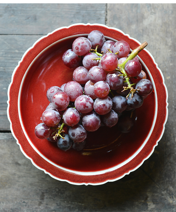 Offered home - cooked expressions using in the red glaze kwai plate of jingdezhen checking antique chinaware plate plate plate display furnishing articles