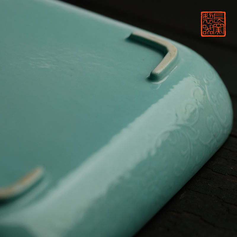 Offered home - cooked in turquoise, see colour square pot of tea tray bearing dry mercifully glaze plate jingdezhen hand - carved ceramic tea tray