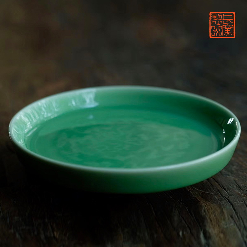 Offered home - cooked the hand - carved name plum bats qingyun grain tea tray was dry plate pot of archaize of jingdezhen ceramic tea set