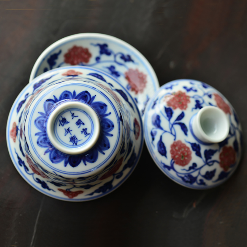 Offered home - cooked in hand - made porcelain lotus only three tureen youligong tangled branches of jingdezhen ceramic tea cup tea bowl