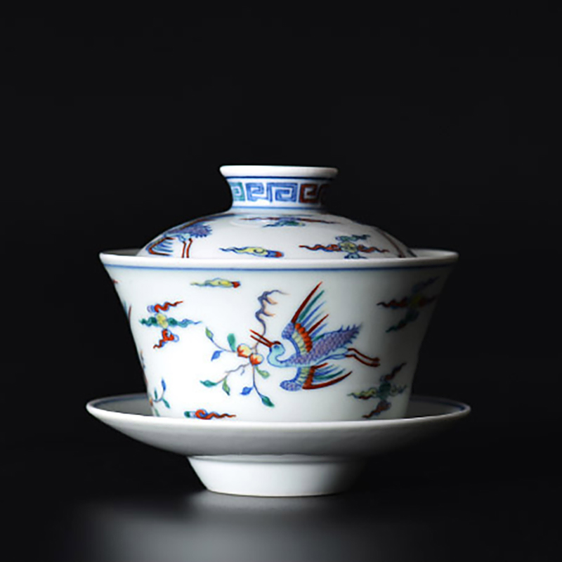 Offered home - cooked hand - made color bucket in only three tureen archaize of jingdezhen ceramics cover cup tea bowl of tea cups