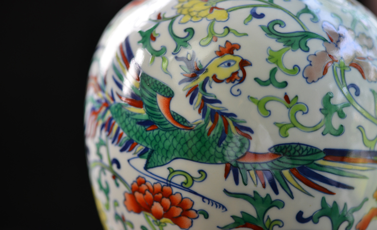Offered home - cooked hand - made color bucket longfeng grain ears in jingdezhen design manual furnishing articles archaize ceramic vases, flower receptacle