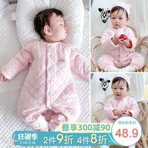 Baby autumn and winter outwear thickened jacket 1-year-old baby one-piece plus cotton cotton coat 0 winter childrens clothes