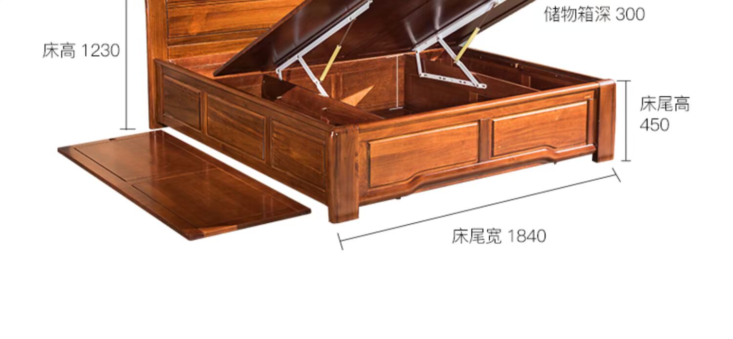Trung Quốc master bedroom cao cấp giường gỗ tếch hiện đại giường nhỏ gọn tất cả gỗ kép 1,8 / 1,5 m - Giường bộ giường ngủ giá rẻ