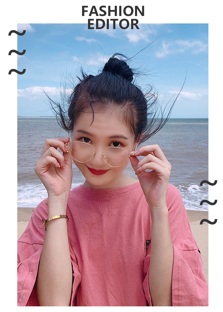 Phiên bản tiếng Hàn mới của phong cách retro retro retro ulzzang đa giác lưới phần kính đỏ phụ nữ có độ mắt kính shady