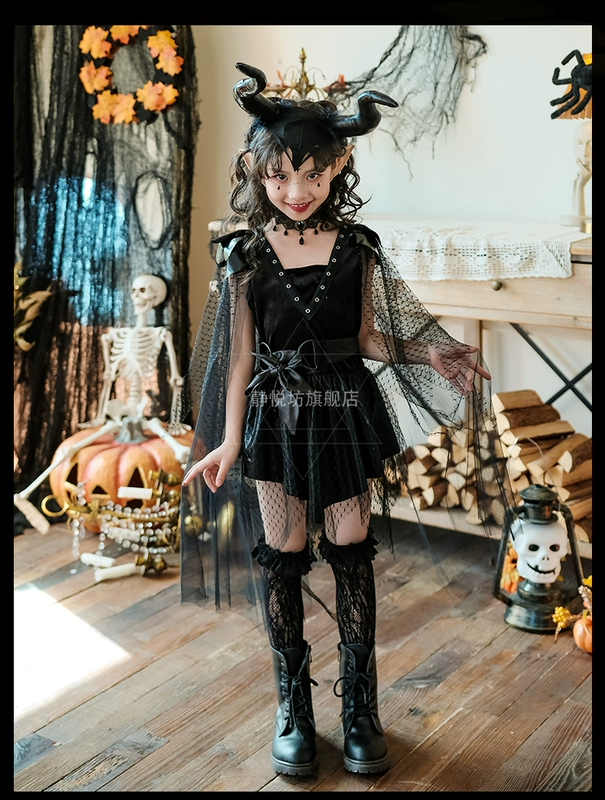 Halloween Trẻ Em Trang Phục Hóa Trang Phù Thủy Diễn Sân Khấu Bé Gái Sàn Diễn Ma Cà Rồng Đêm Quốc Đầm