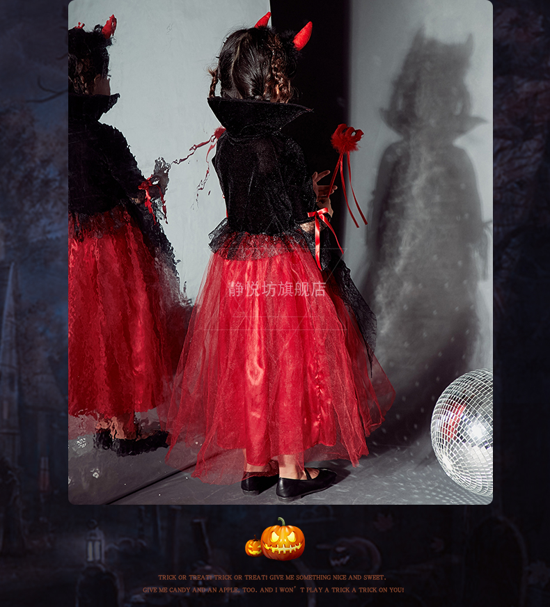 Halloween Trẻ em Quần áo Phụ nữ Váy Cô gái Công chúa Váy Ma quỷ Quần áo Khủng bố Quái vật Ma cà rồng Trang phục Áo choàng trang phuc bieu dien