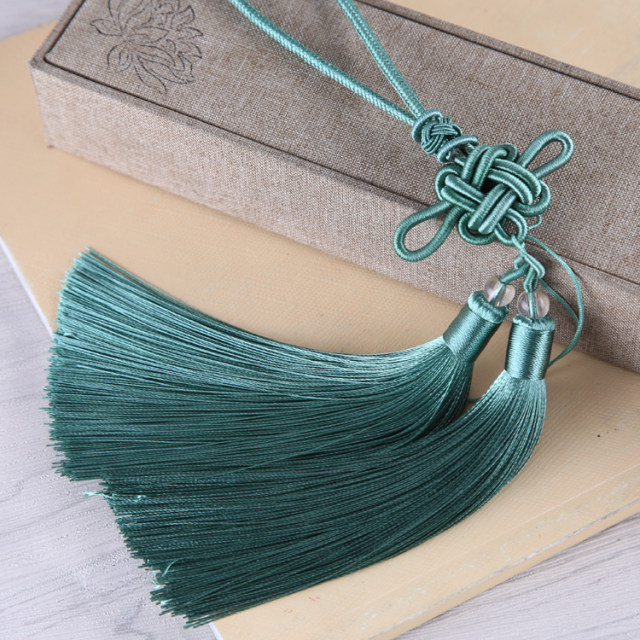 Anti-wrinkle double Chinese knot tassels two-color hanging tassels car hanging bag hanging ethnic style Hanfu pendant ancient style pendant