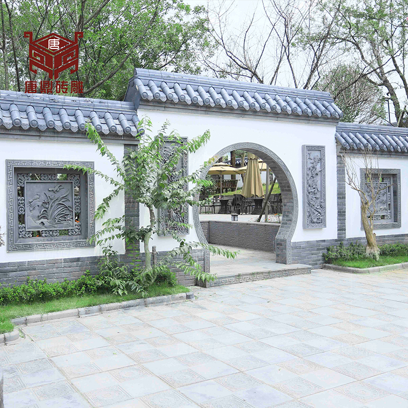 Tang Tripod Courtyard Hollowed-out Window Imitation Ancient Brick Carved Green Brick Square 1m Relief New Chinese Courtyard Landscape Wall Flower Window