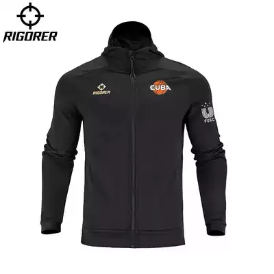CUBA sponsored sports and leisure hooded jacket quasi-knitted top jacket zipper cardigan basketball training