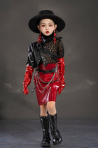 Childrens model catwalk trendy clothes girls runway fashion costumes car model motorcycle clothing fashionable handsome leather skirt suit