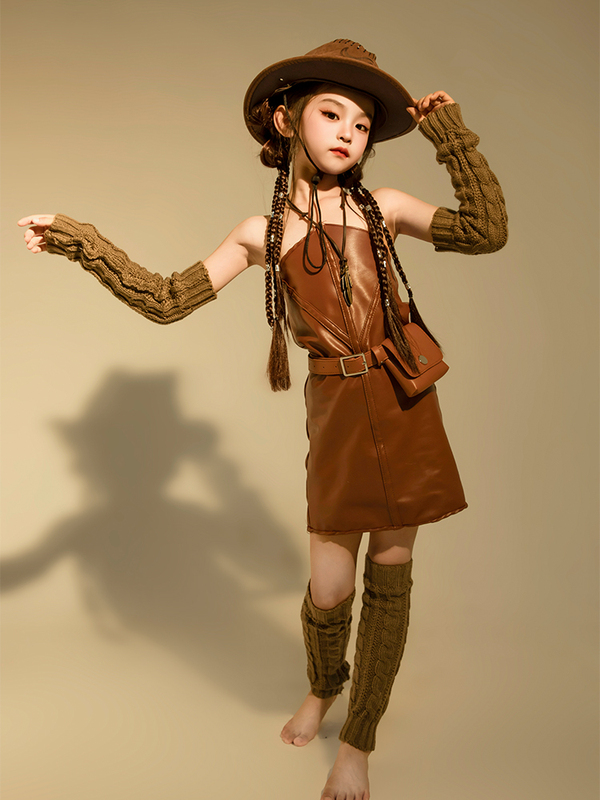 Children's Party Cosplay Western Cowboy Girl Model Catwalk Trendy Fashion Stylish Handsome Stage Outfit