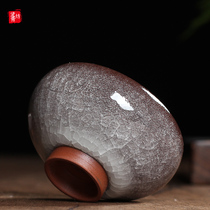 Zhou Xiaojun Handmade master cup Single cup Ge Kiln ice crack glaze tea bowl Tea cup Longquan Celadon Kung Fu Tea Teacup