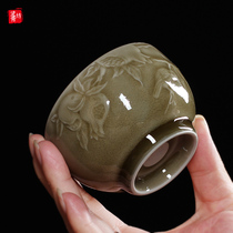 Long Kiln wood burning master cup Single cup Longquan Celadon Zhou Changgui handmade cup Tea set Tea cup Puer tea cup bowl