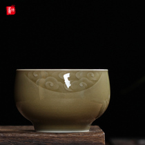 Zhou Changgui Long Kiln master cup Single cup Longquan Celadon traditional wood burning craft handmade cup Puer tea cup Tea cup