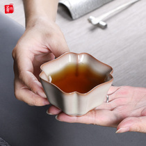 Handmade celadon teacup Master cup Single cup Ceramic tea cup Tea bowl Longquan Single Gongfu Tea cup square cup