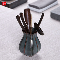 Longquan Celadon ebony solid wood tea ceremony Six gentlemen suit Kung Fu tea accessories zero ornaments Tea clip Household