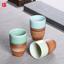 Longquan celadon water cup Teacup cup Ceramic household mug Hand warm cup Personal office hand-made tea cup