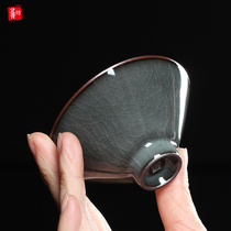 Longquan Celadon handmade iron tire master hat cup Tea cup Kung Fu Tea cup Ceramic ice crack tea bowl tea cup single cup