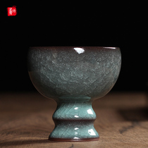 Brother Kiln ice crack master cup Single cup Zhou Xiaojun handmade personal iron tire tea cup Longquan Celadon Kung Fu Tea set