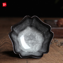 Longquan Celadon handmade Gongfu tea cup Iron tire master cup Single cup Yang Bo Ge Kiln ice crack flower mouth smell incense cup
