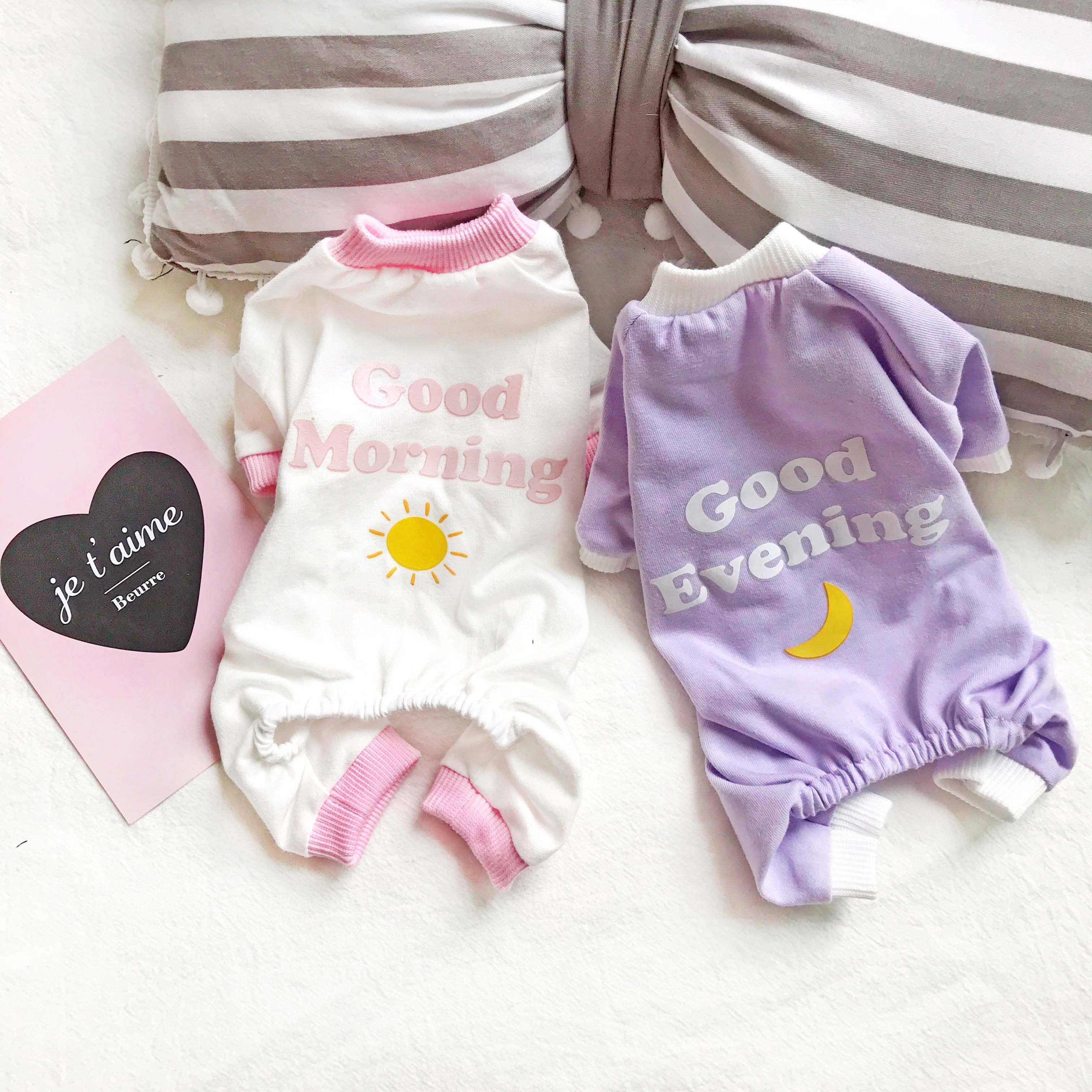 Good morning and good night Teddy dog ​​pajamas autumn clothes pet four-legged clothes cat clothes pure cotton British short autumn