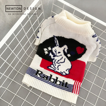 Classic White Rabbit Dog Sweater Teddy Clothes than Bear Autumn Clothes Koji Clothes Puppy Warm Pet Cotton Clothes Tide Brand