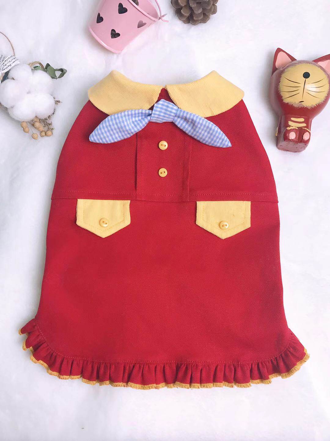 Original handmade custom dog cat pet clothes cute red vest Spring Festival new Teddy French fight bichon