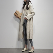 Double face cashmere big coat woman mid length 2022 new Korean version Lazy Wind High-end Fur Coats Autumn Coats