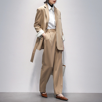 Fashion Suit Suit Woman 2022 Spring new Korean version Card Its color casual Little West suit High waist Western pants Two sets