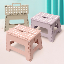 Folding plastic stool Portable thickened outdoor small bench Childrens home bathroom chair Cartoon folding stool