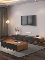 Minimalist modern TV cabinet Tea Table Composition Suit Small Family Living Room Light Lavish Nordic Landing Cabinet Walnuts for Home