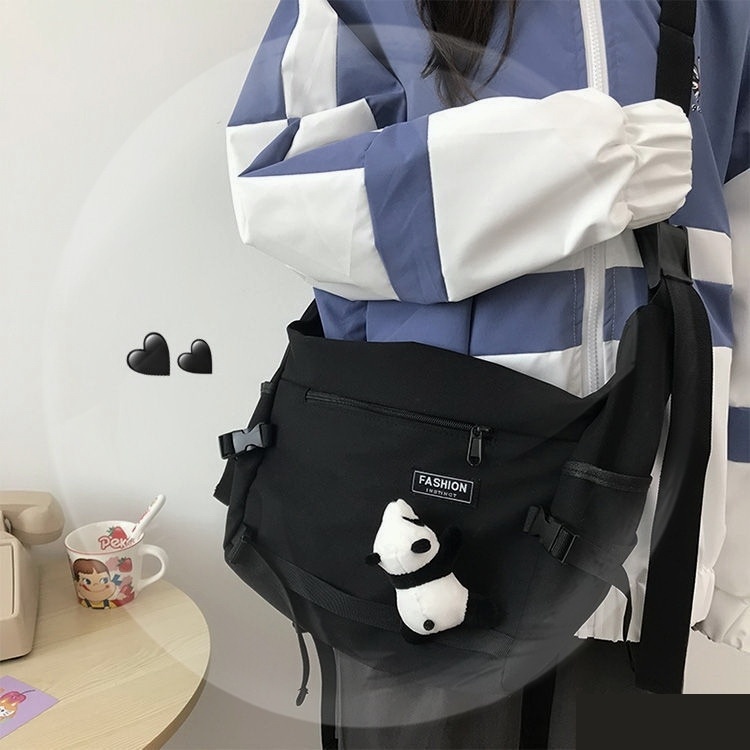 Cute Hanging Accessories Mailbag 2022 New Tide Casual Students Art School Bag 100 Lap Single Shoulder Bag Women's Slanted Satchel Bag