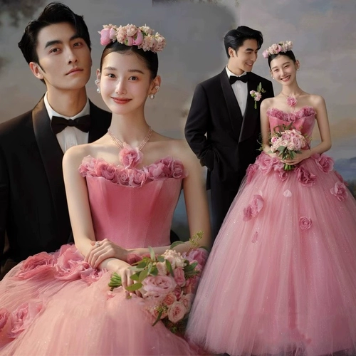 Розовый наряд маленькой принцессы, милое свадебное платье, в цветочек, юбка-пачка