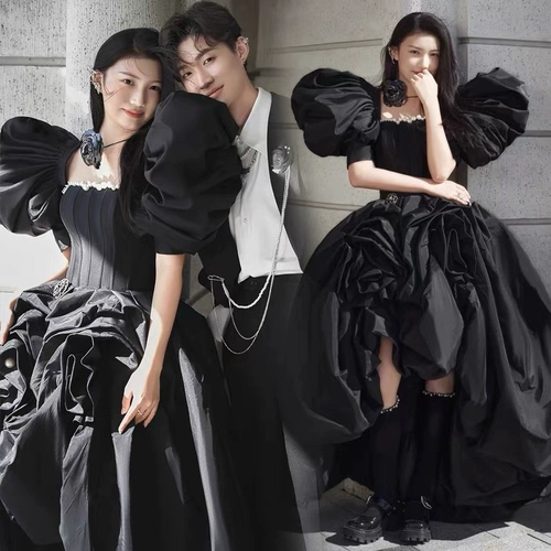 Реквизит для фотографии для влюбленных, ретро свадебное платье, накидка, рукава фонарики, юбка-пачка