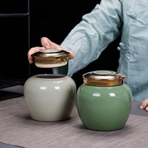 Gothic kiln tea pot ceramic large handmade household sealed storage tank black tea moisture proof can tea packaging box