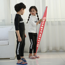 Childrens split swimsuit Girls Long sleeve swimsuit Boys swimming trunks Wetsuits Medium and large virgin girls  seven-point brother and sister suit