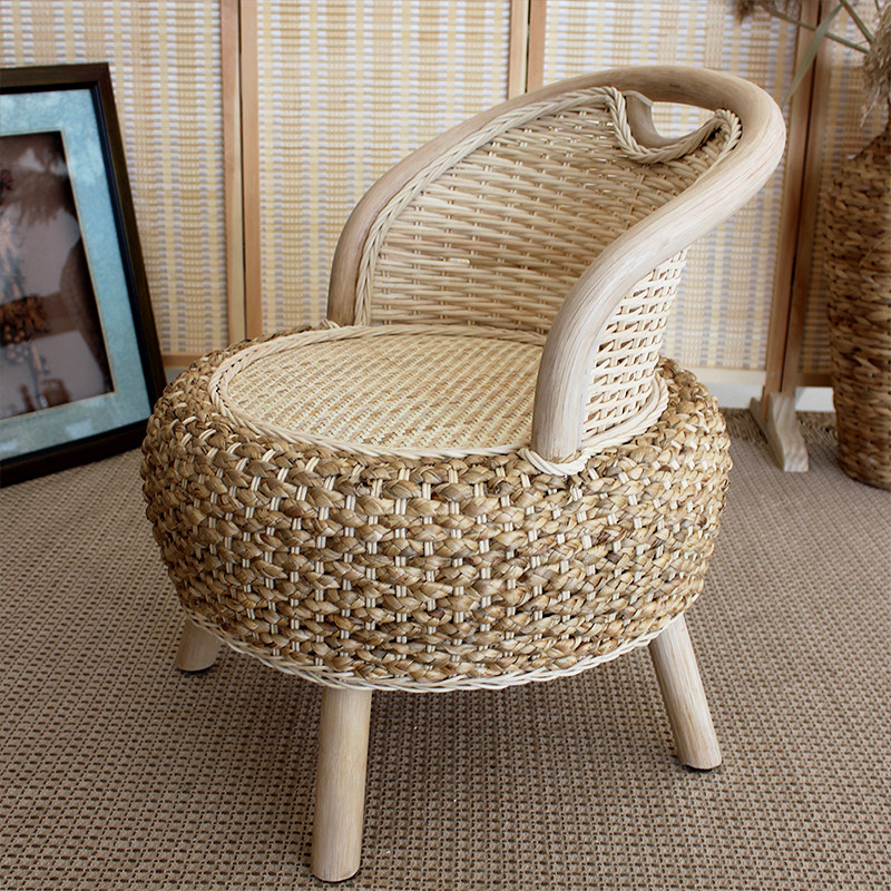Handmade natural Indonesian rattan-knitted casual rattan chair balcony floating window chair straw chic tea art cafe seat