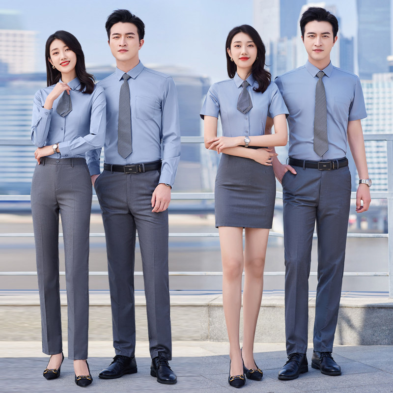 High-end men and women Identical Shirts Long Sleeve Career Positive Business Work Tooling Lining Custom Embroidered work clothes