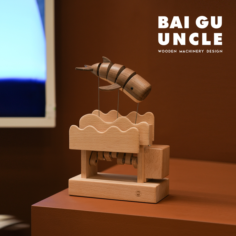 Uncle Bai Gu's Cute Whale Creative Handmade Wooden Desktop Ornaments and Gift Crafts