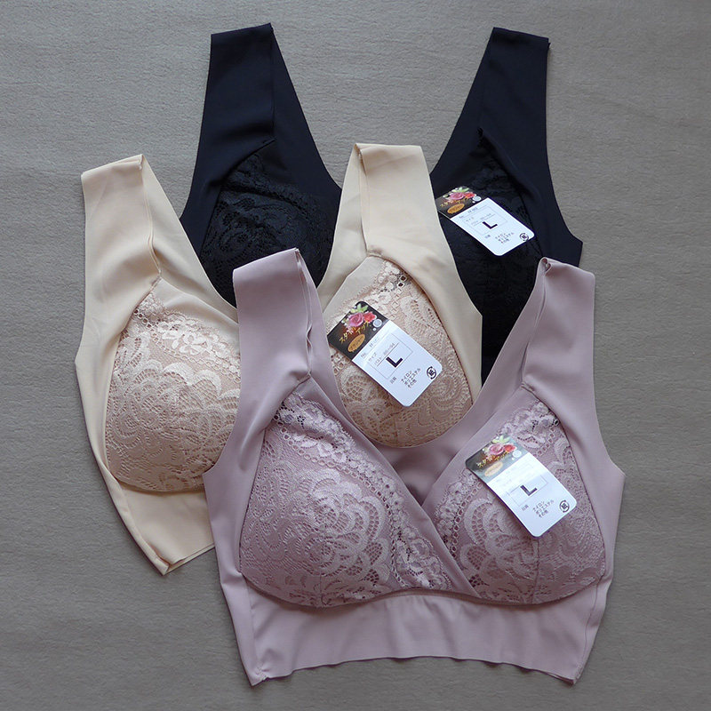 Middle-aged women's underwear bra no steel ring thin section mother vest style large size plus fat comfortable middle-aged and elderly large