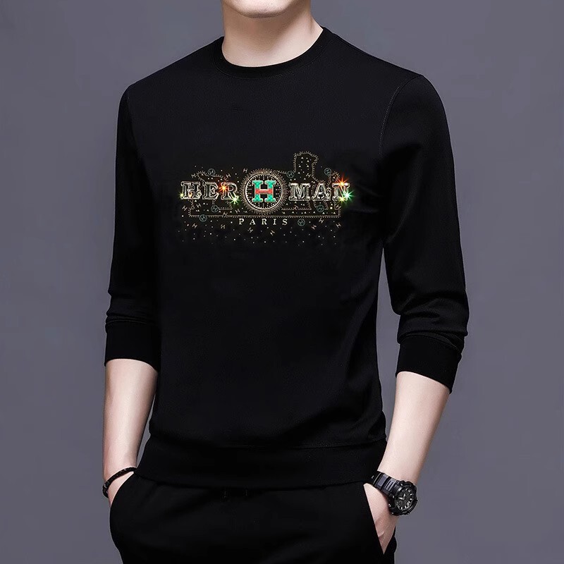 Luxury Brand Aima Men's High-End Men's Sweatshirt, Men's Spring and Autumn International Brand Long-Sleeved T-Shirt, Spring Base Layer Shirt