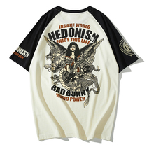 Bang Yin Niang new shoulder Tide brand T-shirt men and women couples Japanese printed short sleeve women wings half sleeve cotton