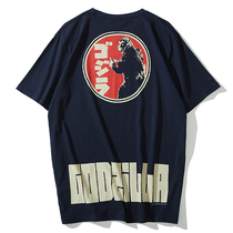 Summer New Japanese Godzilla Series Print T-shirt Youth Short Sleeve Monster Letters Tide Brand Cotton 2021