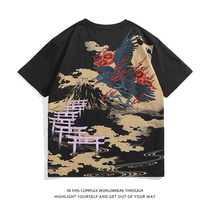 Summer new Yokosuka Male T-shirt Personality Trend Embroidery Short Sleeve Male Eagle Embroidered Pure Cotton Casual Half Sleeve Round Collar