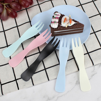 Plastic Disposable Fork Fruit Fork Thickened Individually Packaged Cake Sweet Pitchfork Black Creative Kid Small Fork