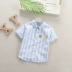 Mùa hè mới 2019 trẻ em thủy triều bé sơ sinh cotton bé trai tay ngắn sọc áo sơ mi cotton trẻ em giản dị - Áo sơ mi quần áo bé trai Áo sơ mi