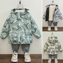 Childrens down jacket camouflage short small children thick boy baby winter coat 2021 New hooded childrens clothing